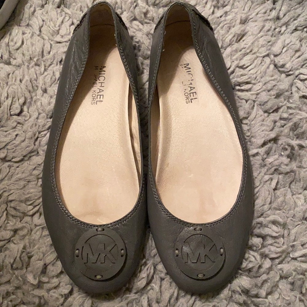 Michael Kors Gray Leather Flats - Picture 1 of 2